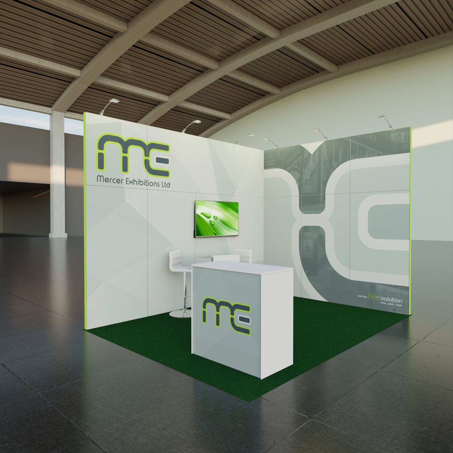 Three Meter x Four Meter L Shape Exhibition Stand, Two Open Sides