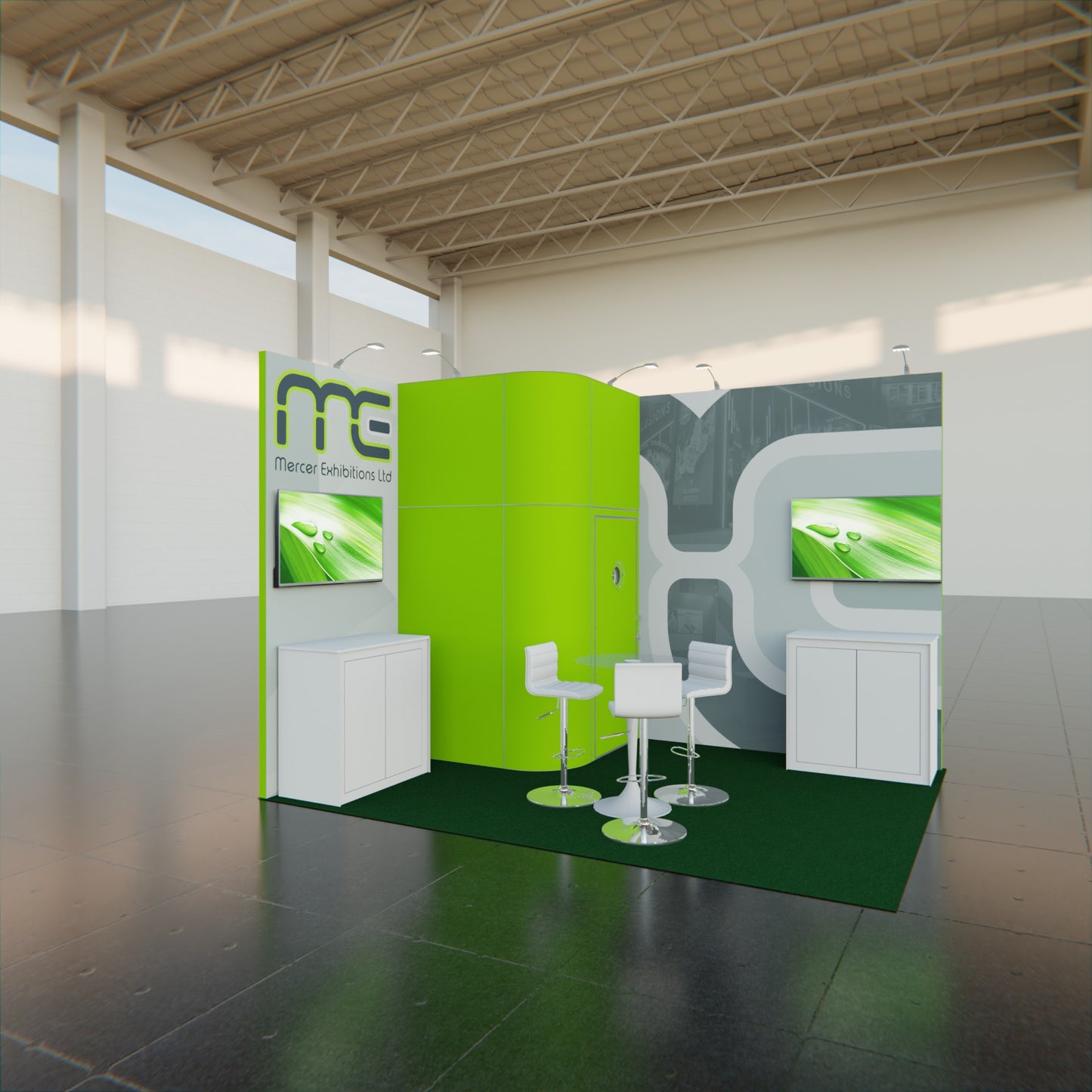 Three Meter x Four Meter L Shape Exhibition Stand, Two Open Sides