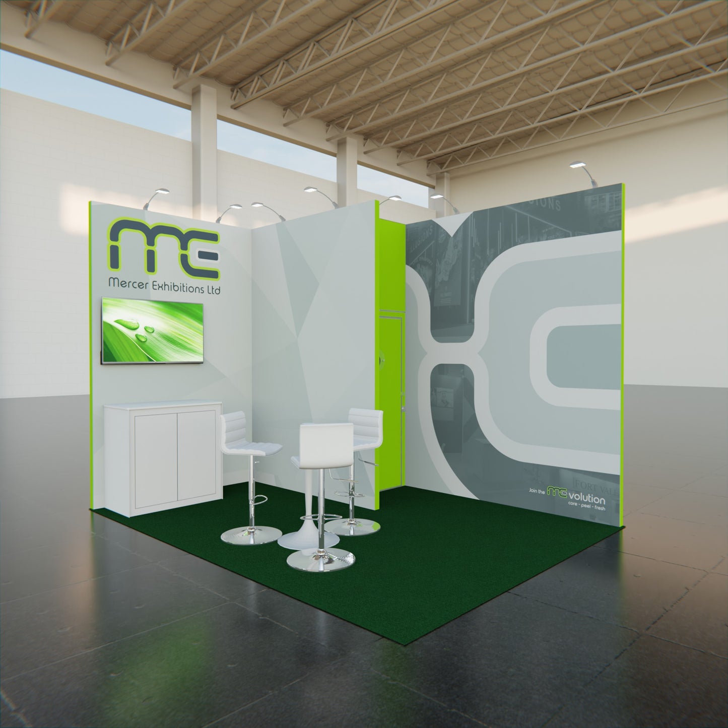 Three Meter x Four Meter L Shape Exhibition Stand, Two Open Sides
