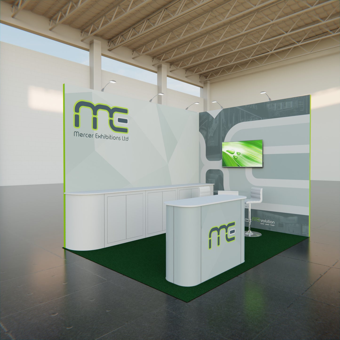 Three Meter x Four Meter L Shape Exhibition Stand, Two Open Sides