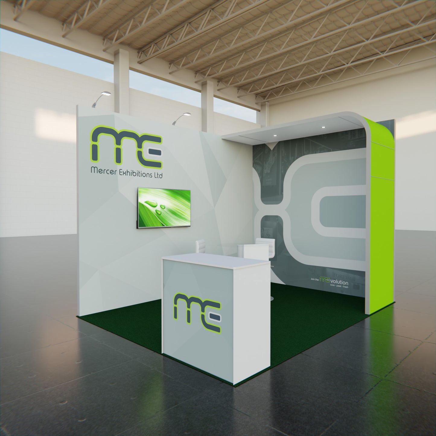 Three Meter x Four Meter L Shape Exhibition Stand, Two Open Sides