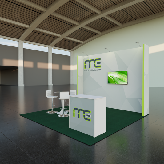 Four Meter x Four Meter Back Wall Only Exhibition Stand, Three Open Sides