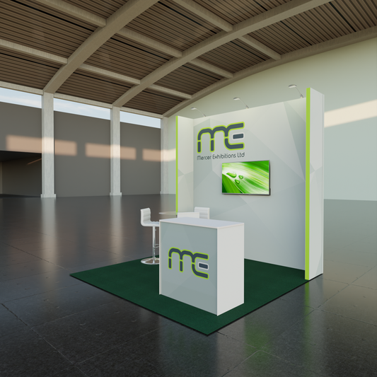 Three Meter x Three Meter Back Wall Only Exhibition Stand, Three Open Sides